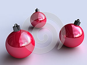 Three red Christmas balls