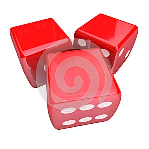 Three Red Dice Rolling Taking Chance Gamble Game Casino 3 Blank