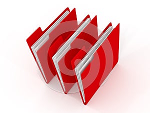 Three red folder, 3d rendering