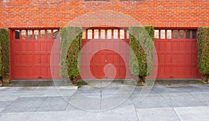 Three Red Garages