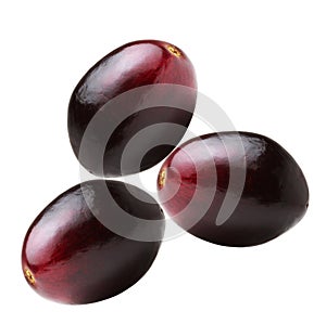 Three red grapes
