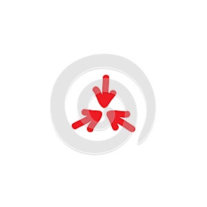 Three red hand drawn arrows point to the center. Triple Collide Arrows icon