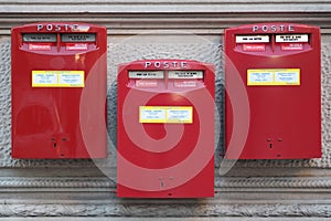 Three red Mailboxes photo