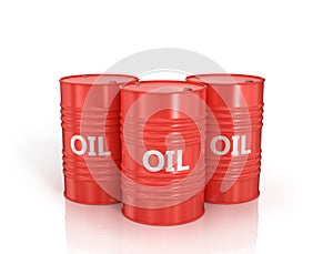 Three red oil drums