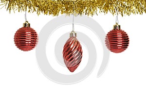 Three red old christmas ornaments