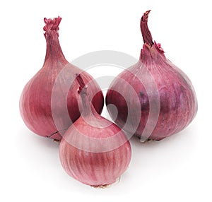 Three red onions.