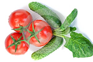 Three red ripe tomatoes