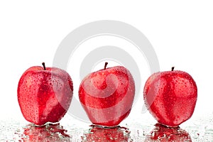 Red apples different sides view on white background isolated close up macro