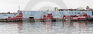 Three Red Tugboats Paroramic