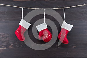 Three Red and White Felt Ornaments