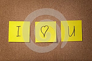 Three reminder sticky notes i love you text