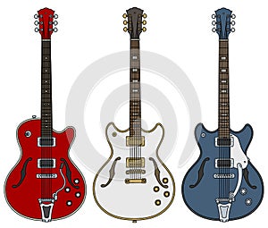 Three retro electric guitars