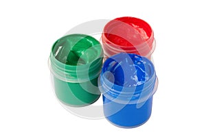 Three RGB jars with colored gouache photo