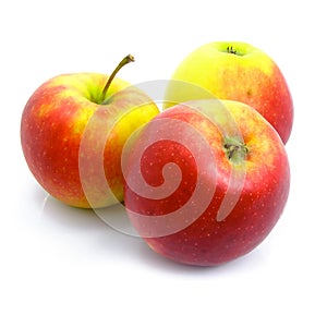 Three ripe by apples isolated