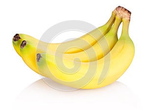 Three of Ripe bananas isolated on white background