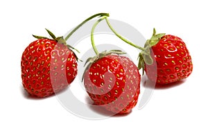 Three ripe strawberrys