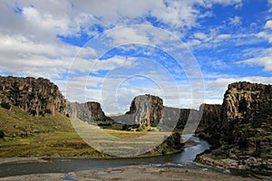 Three rivers and canyons crossing, Apurimac river andean highlands Peru photo