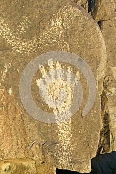 Three Rivers Petroglyph National Site, a (BLM) Bureau of Land Management Site, features an image of a hand, one of more than photo