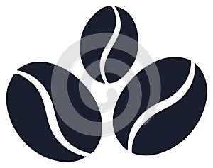 Three Roasted Coffee Beans Icon Simple Flat Vector Graphic Design