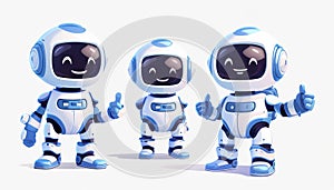 Three robots are smiling and giving thumbs up by AI generated image