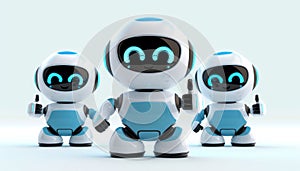 Three robots are smiling and giving thumbs up by AI generated image