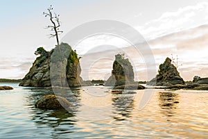 Three rocks at the Tillamook bay photo