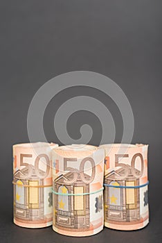 Three rolls of euro money