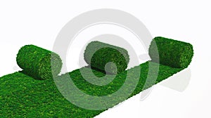 Three rolls of grass carpet
