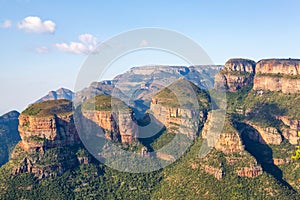 The Three Rondavels on Mpumalanga's Panorama Route give a spectacular view over the Blyde River Canyon, South Africa