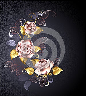 Three roses in pink gold
