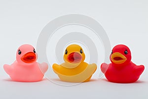Three Rubber Ducks in Different Colors