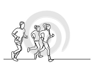 Three runners - continuous line drawing