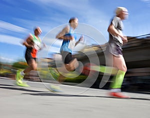 Three running men