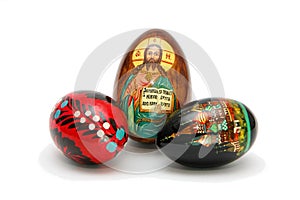 Three Russian Easter eggs isolated photo