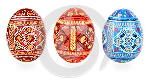 Three russian tradition easter eggs abreast over w