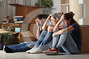 Sad evicted roommates moving home complaining photo