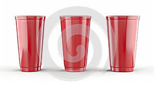 Three Scarlet Tumblers Dance on a Blank Canvas photo