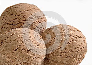 Three scoops of chocolate ice cream