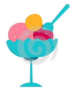 Three scoops of ice cream - flat design style single isolated object