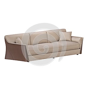 Three seater sofa fabric on a white background 3d