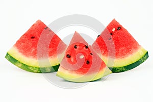 Three segments of a water-melon
