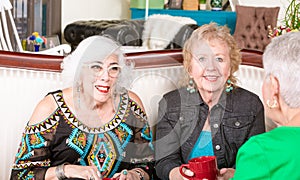 Three Senior Women Having Coffee Together