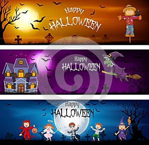 Three set of Halloween Banners