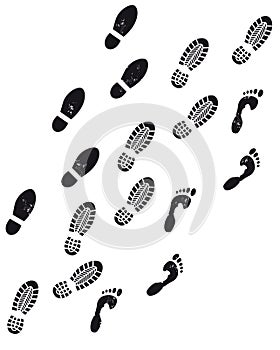 Three sets of footprints