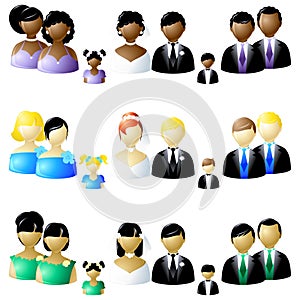 Three sets of wedding party icons photo