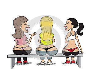 Three sexy girls talking