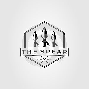 Three sharp spear logo. arrowhead, spearhead, hunting logo vector illustration design photo