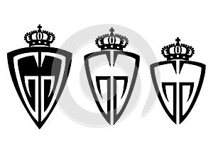 Three shield logo with a crown