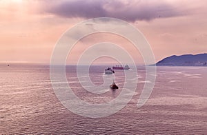 Three ships in the Black Sea.