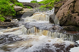 Three Shires Head waterfall in the Peak District, UK